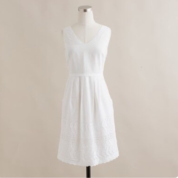 J. Crew White Delaney Eyelet Shift Dress with Pockets 4 Small - Picture 1 of 12